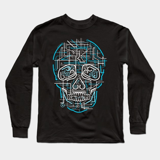 Electric Skull Long Sleeve T-Shirt by caffeinart